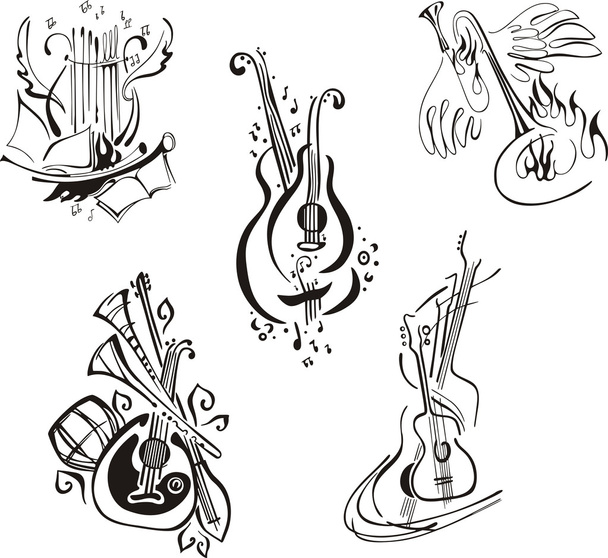 instrumentos musicais estilizados
 - Vetor, Imagem