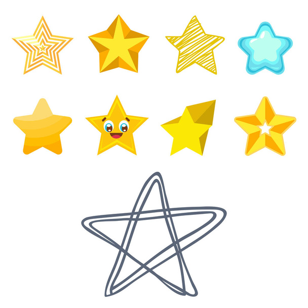 Illustration vectorielle de collection d'icônes étoiles brillantes de forme de style différent
. - Vecteur, image