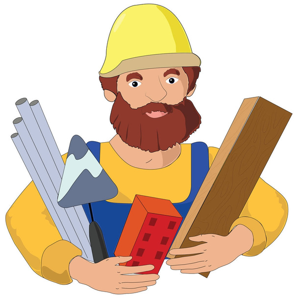 Builder profession flat illustration - Vector, Image