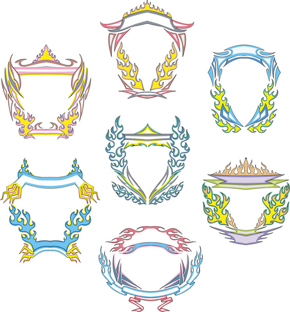 decorative tribal frames of flames - Vector, Image