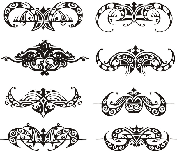 Symmetrical tribal vignettes - Vector, Image