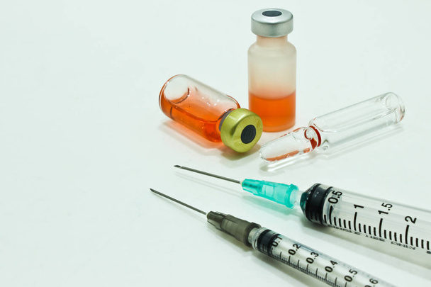 Vial and Ampule of Drugs, Syringe with Needle - Photo, Image