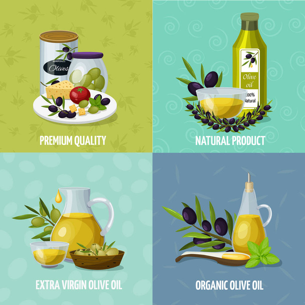 Оливковое масло 4 мультфильм иконки  - Вектор,изображение