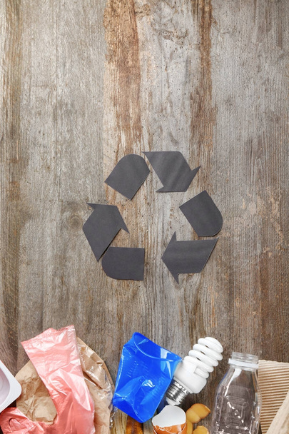 Recycling sign and garbage - Photo, image