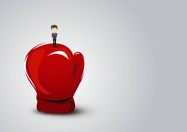 Бізнес-концепція бізнесмена, що стоїть на рукавичці червоного боксу
 - Вектор, зображення