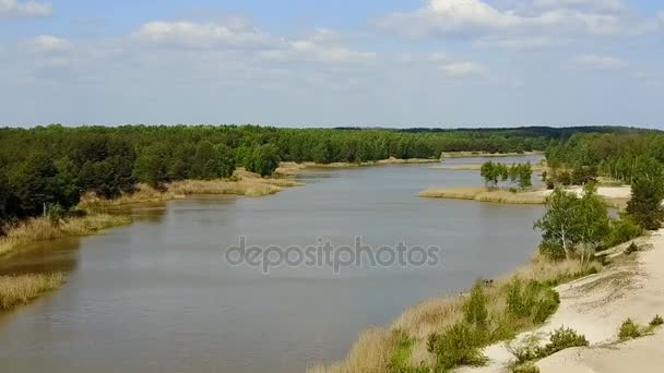 Areal widok kręta rzeka - Materiał filmowy, wideo