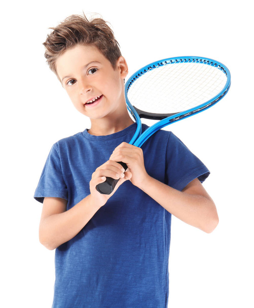 Cute little boy with tennis racket  - Foto, afbeelding