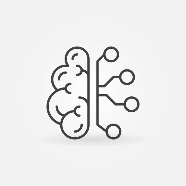 Cyberbrain line icon. Vector artificial intelligence brain - Vetor, Imagem