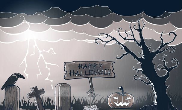 Boldog Halloween jelzőtábla  - Vektor, kép