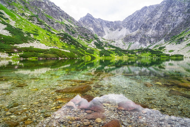 Reflexion im Wasser am See in der Hohen Tatra, Slowakei - Foto, Bild