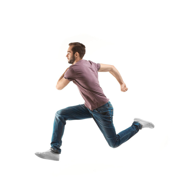 man in casual clothes running   - 写真・画像