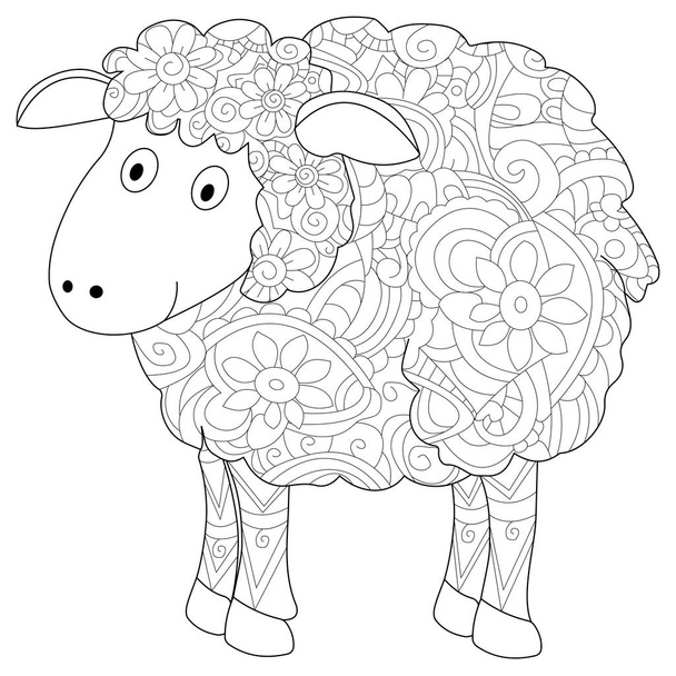 Ram Coloring book raster for adults - Photo, Image