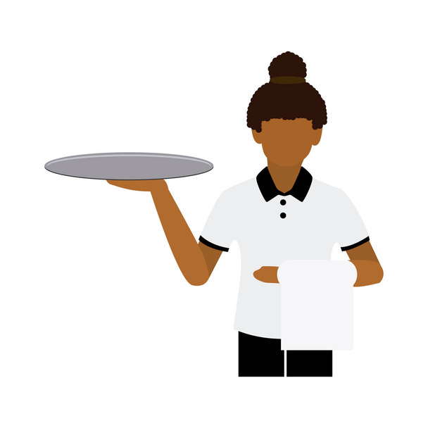 Африканський офіціант з лоток в руці - Вектор, зображення