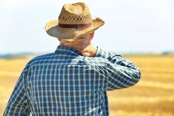 Farmer standing in field - Фото, изображение