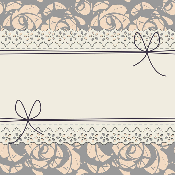 Greeting card with cute roses and bows - Vector, Image