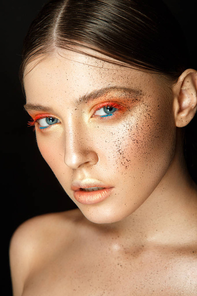 Woman with sparkles on face - Photo, Image