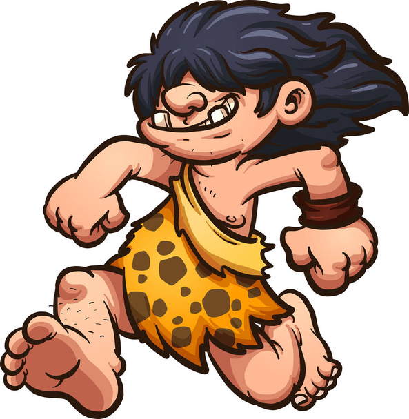 Running cartoon caveman - Wektor, obraz