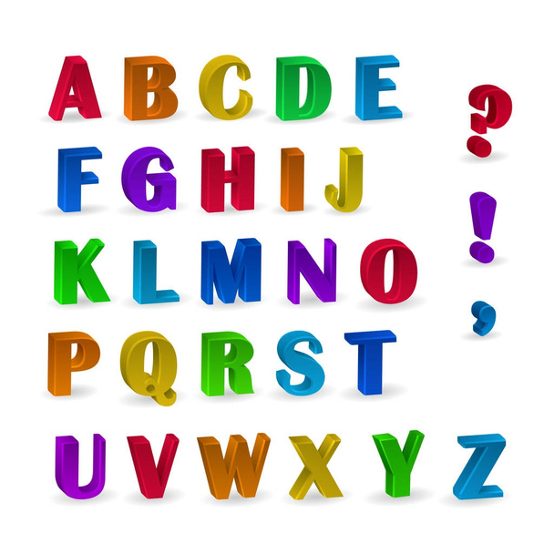 Multicolor 3d Fuentes, disponible todas las letras. Ilustración vectorial
 - Vector, imagen