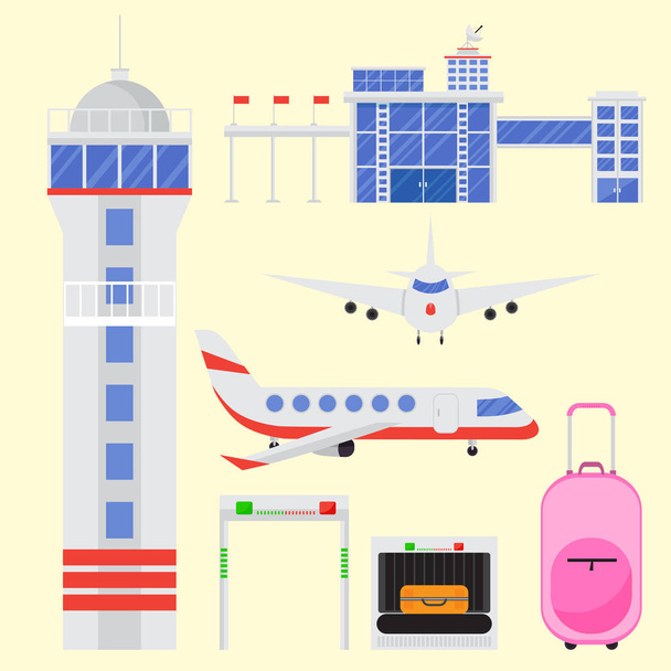 Aviation icons vector set airline graphic airplane airport transportation fly travel symbol illustration - Vektor, obrázek