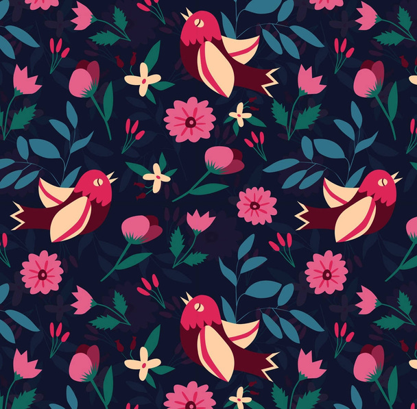 pattern with flowers and birds - Foto, immagini