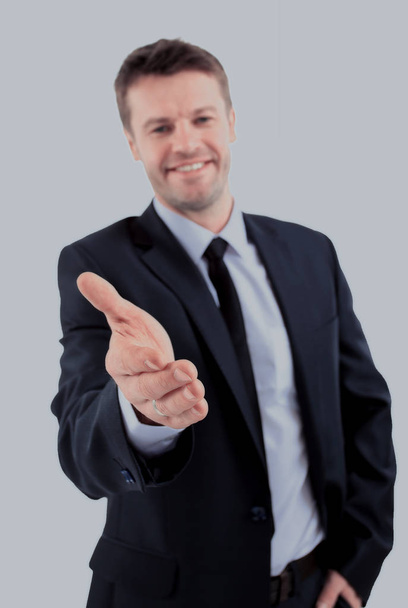 Portrait of a successful business man giving a hand on a white b - Φωτογραφία, εικόνα