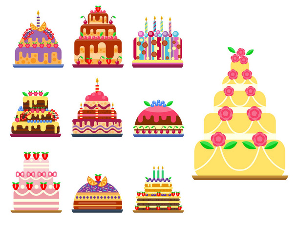 Wedding cake pie hand drawn style sweets dessert bakery ceremony delicious vector illustration. - Vector, Image