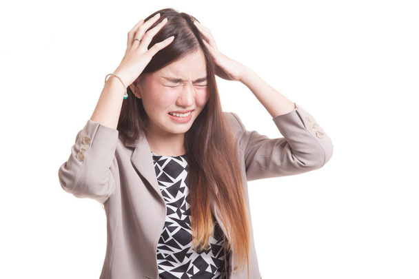 Stressed young Asian businesswoman scream out. - Photo, image