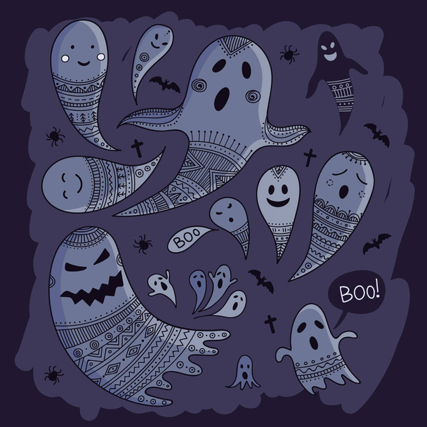 schöne Halloween-Set mit Geistern.  - Vektor, Bild