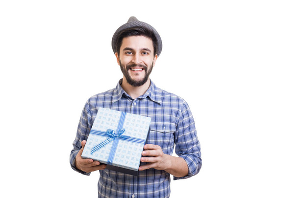 Bearded guy with gift - Photo, Image
