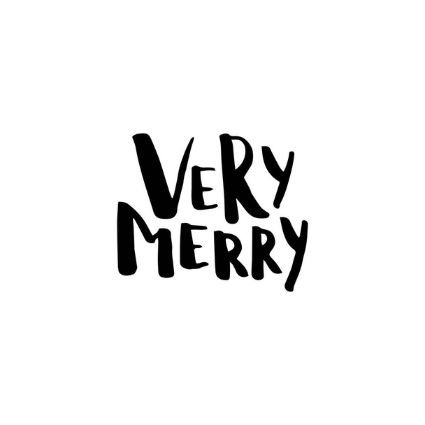 Christmas card with calligraphy Very Merry - Vector, Imagen