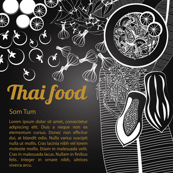 Thai deliciosa e famosa comida salada de mamão Som tum
 - Vetor, Imagem