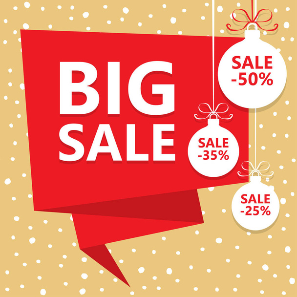 BIG Christmas sale. Winter sale poster - Vector, Image