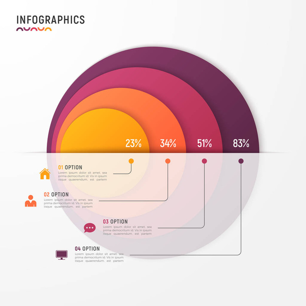 Vector circle chart infographic template for presentations, adve - Vettoriali, immagini