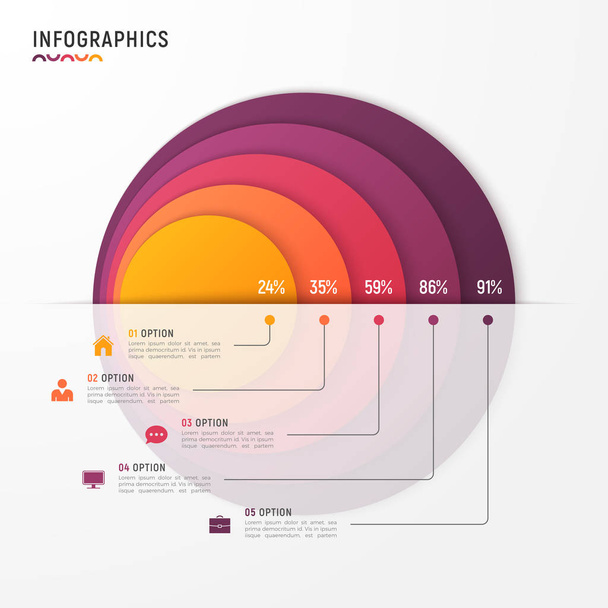 Vector circle chart infographic template for presentations, adve - Vector, imagen