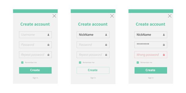 Create new account form - Wektor, obraz