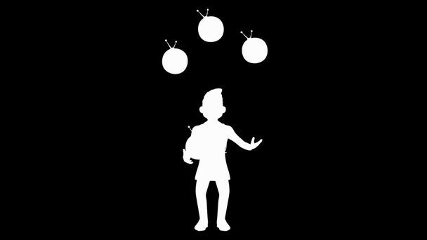 Arzt jongliert mit Fernsehgeräten - Filmmaterial, Video