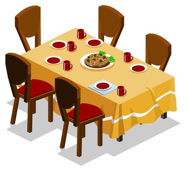 Reunião de família no jantar
 - Vetor, Imagem