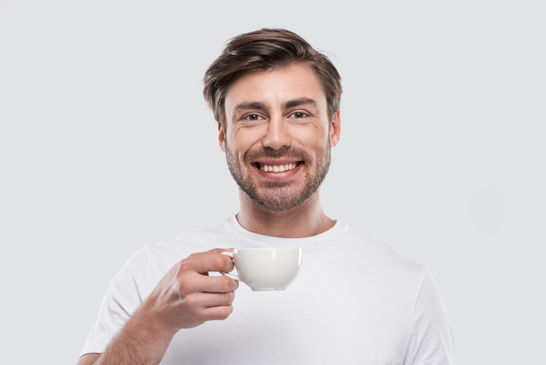 Sorrindo homem com café
 - Foto, Imagem