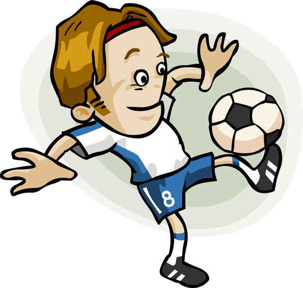 futball játékos rajzfilm - Vektor, kép