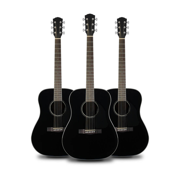 Instrumenty muzyczne - gitara akustyczna trzy czarne - Zdjęcie, obraz