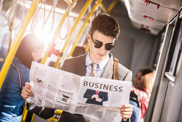 young businessman in bus - Φωτογραφία, εικόνα