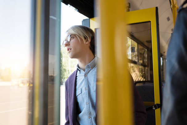 man looking out bus - Photo, Image