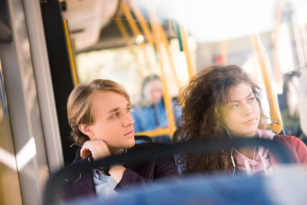 young couple in bus - Valokuva, kuva