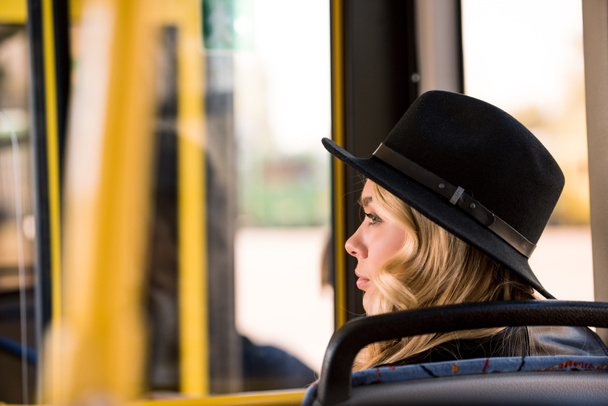 stylish girl in bus  - Foto, afbeelding