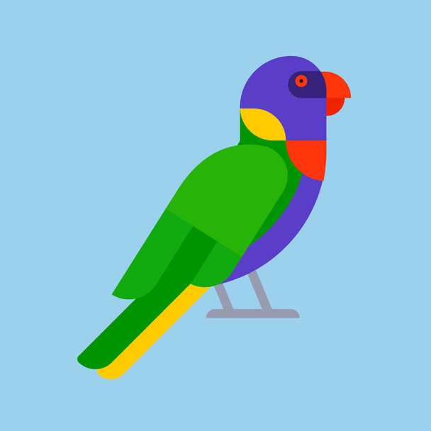 Papuga zielony ptak rasy gatunków Natura Tropikalne papugi edukacja ilustracja kolorowy wektor zwierzę - Wektor, obraz