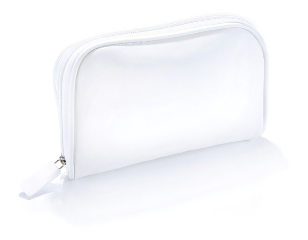 Damenhandtasche weiß, geschlossene weiße Kosmetiktasche mit Henkeln iso - Foto, Bild