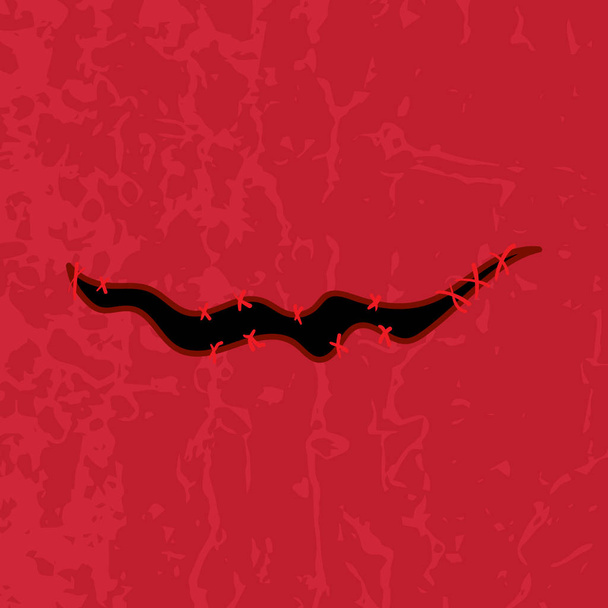 boca del diablo para Halloween sobre fondo rojo
 - Vector, imagen