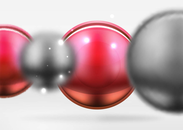 Tech esferas borrosas y círculos redondos con superficie brillante y metálica
 - Vector, imagen