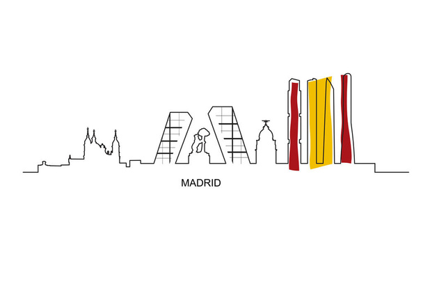 Zabytki miasta Madryt Hiszpania flaga kolory - Wektor, obraz
