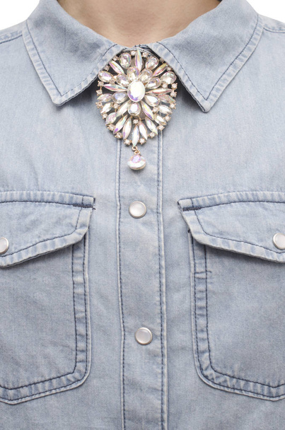 Brooch with crystals on clothes - Photo, Image